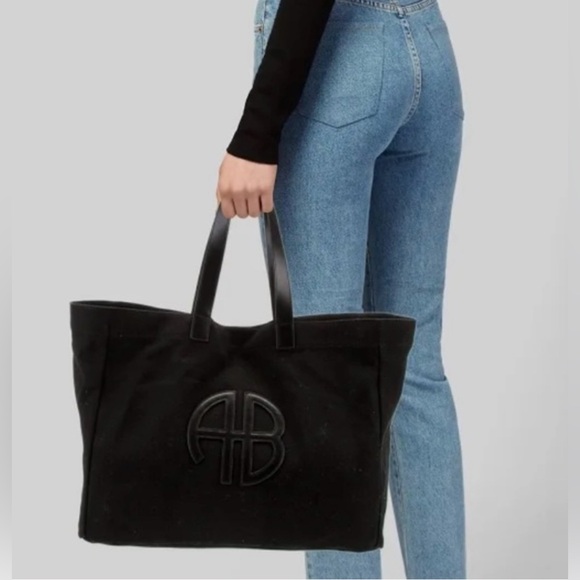 Anine Bing Handbags - Anine Bing black Canvas Logo Tote LTK Emblem